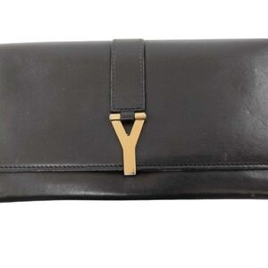 Yves Saint Laurent Long Wallet Y-Line 314995 Brown Leather Women's Bi-fold